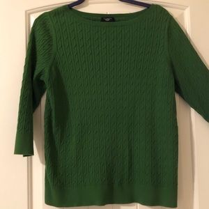 Talbots Women’s Cable Knit Sweater Boat Neck Green